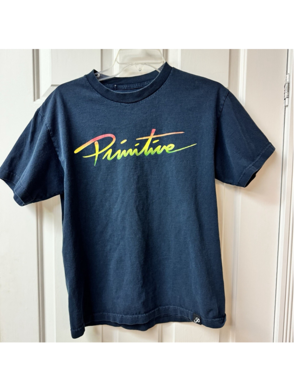 Primitive Men's Medium Nuevo Script Blue Skateboarding Graphic Short Sleeve